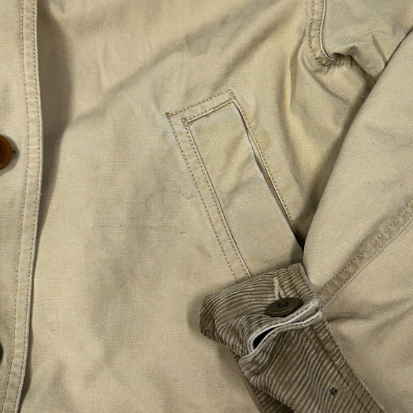 Vintage 90s LL Bean Barn Coat Size S Pet Tan Brown Worn Chore Work Jacket As Is* - Picture 2 of 8